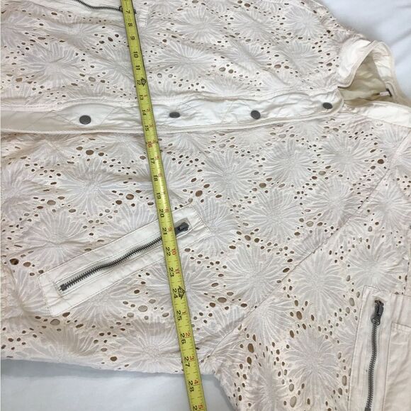 Free People Daisy Jane Ivory Eyelet Bomber Jacket Size Large - Picture 11 of 14